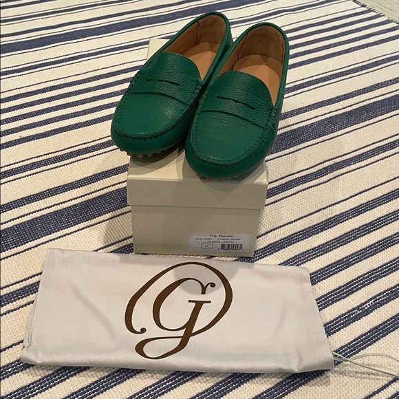 EUC M. Gemi The Pastoso Tumbled Leather Driving Loafers in Jewel Green Size 37 - Picture 2 of 12